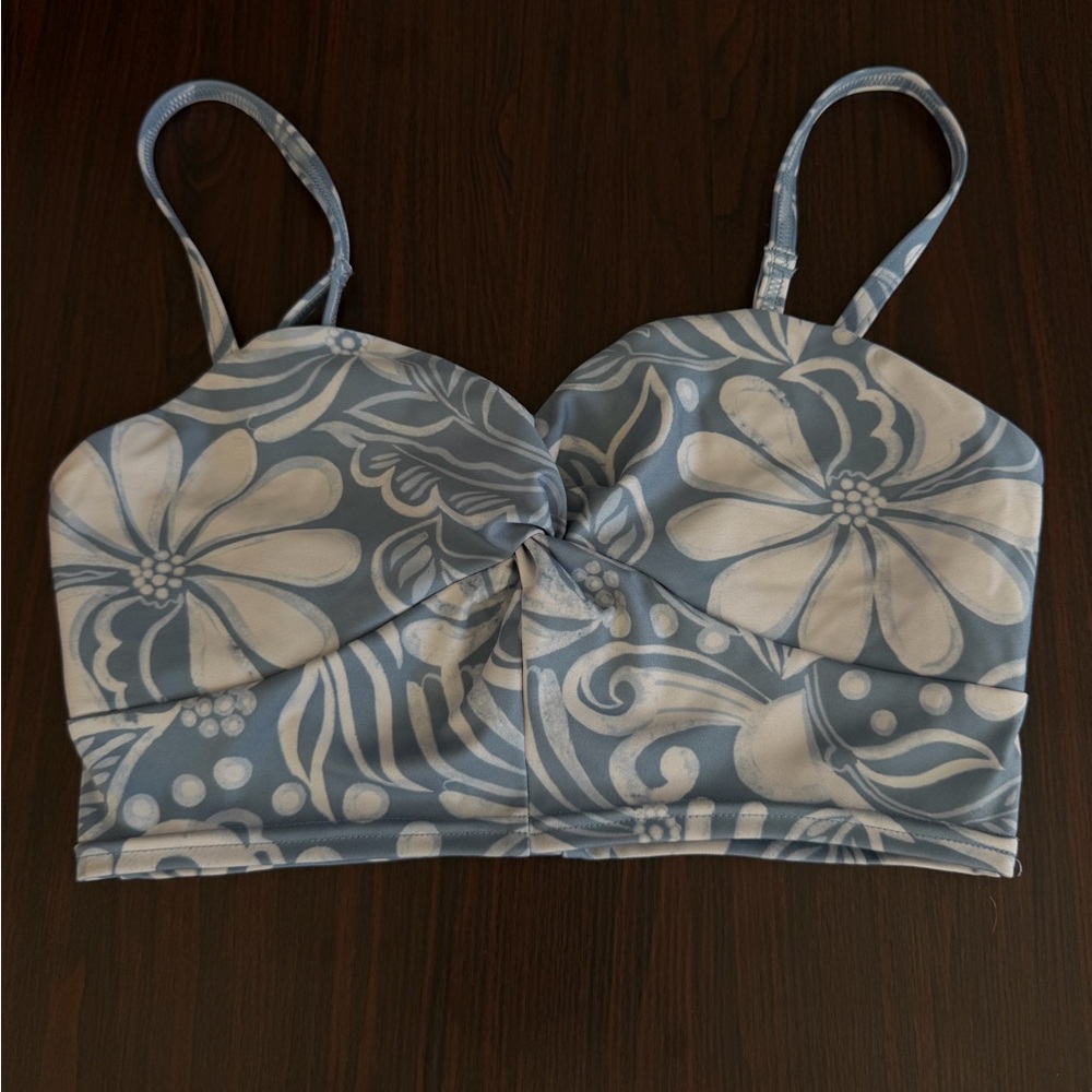 Free People Movement Floral Blue and White Sports Bra